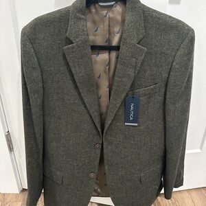 Nautica Men's Herringbone Blazer in Olive